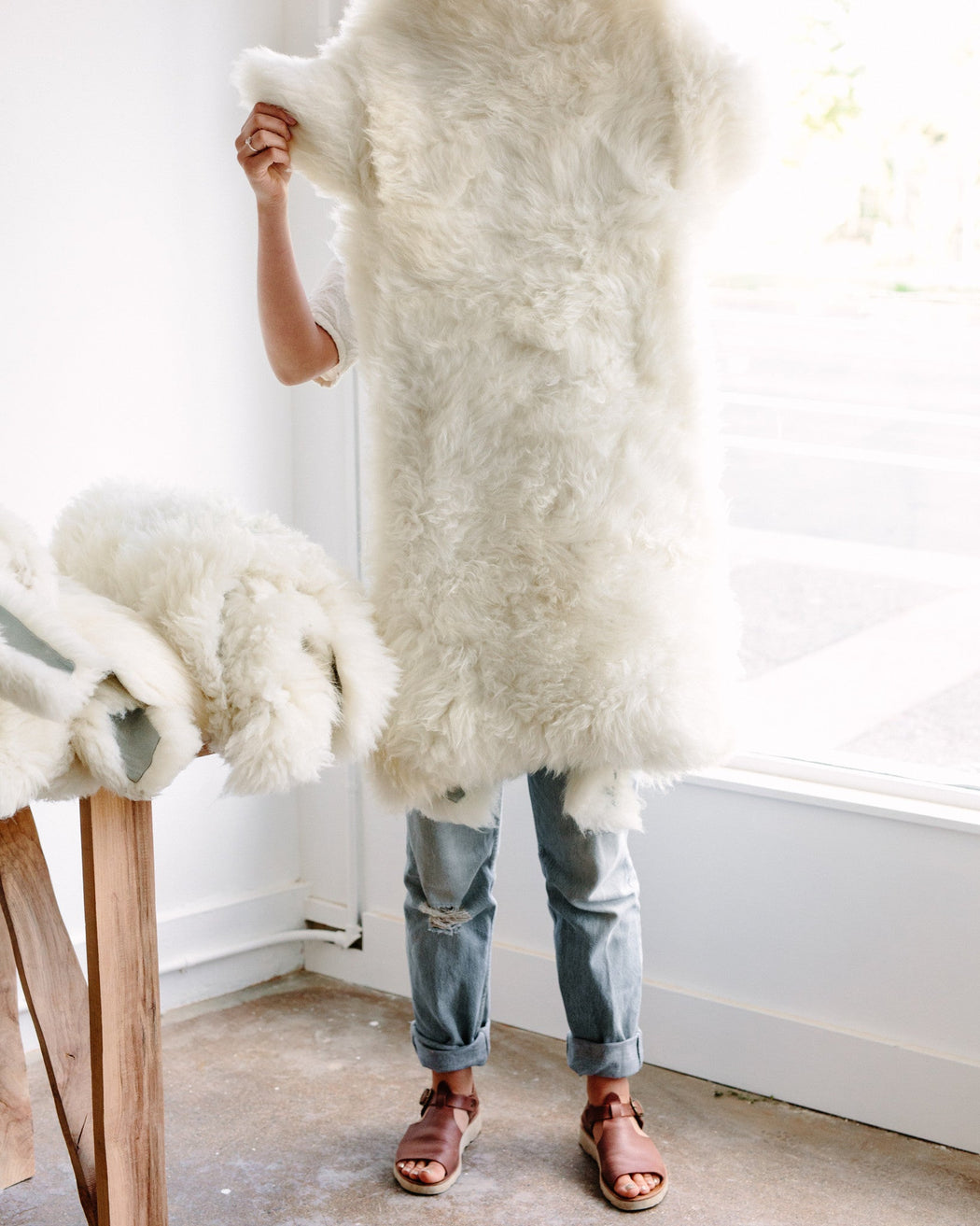 Large Canadian Sheepskin - shaggy white